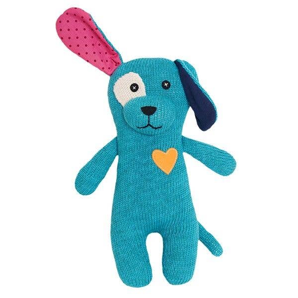 Peluche cane lavorato a maglia turchese