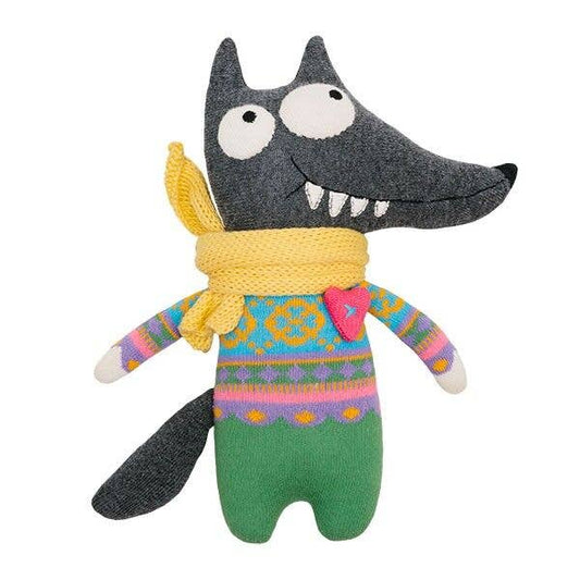 Peluche in calza lupo midi verde/grigio