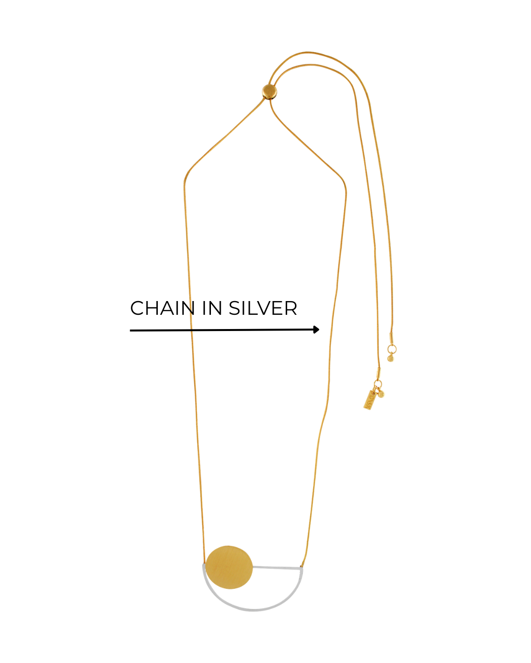 Theia IN:STORE Collana Regolabile a Mezza Luna e Punto a 2 Toni Placcata in Argento