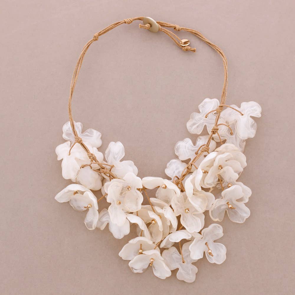 Girocollo Ciondoli Fiore Resina: Beige