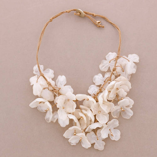 Girocollo Ciondoli Fiore Resina: Beige