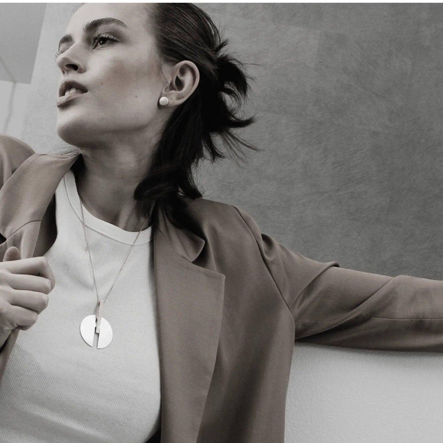 Collana Vanity regolabile con mezze lune bicolore placcata argento e oro